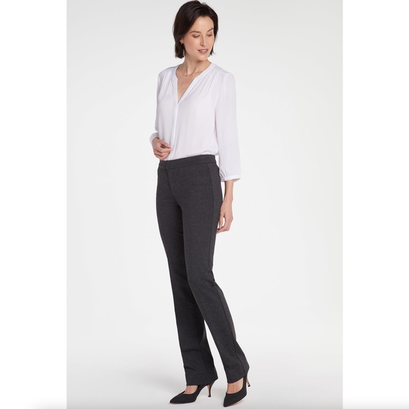 NYDJ Womens Slim Trouser Pants In Petite In Ponte Knit Charcoal Heathere…